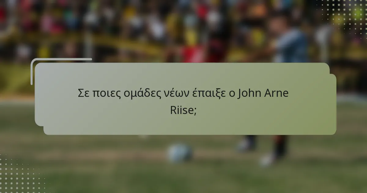 Σε ποιες ομάδες νέων έπαιξε ο John Arne Riise;