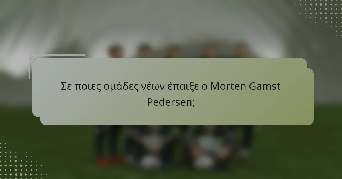 Σε ποιες ομάδες νέων έπαιξε ο Morten Gamst Pedersen;